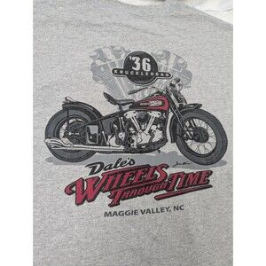 Dale's Wheels Through Time 1936 Knucklehead Motorcycle T Shirt XL Gildan Gray
